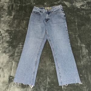 Zena Jeans Women's 6 Blue Denim 5-Pockets Frayed Hem Medium Wash Straight Leg